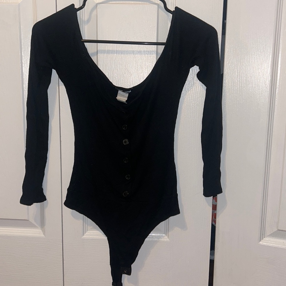 Off the shoulder black body suit